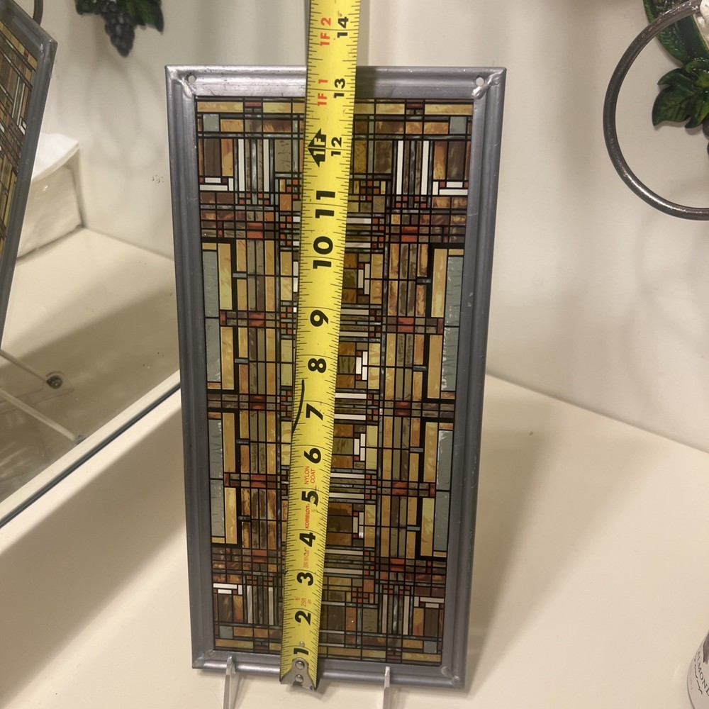 Frank Lloyd Wright Oak Park Skylight Stained Glass Panel Steel Frame Decor