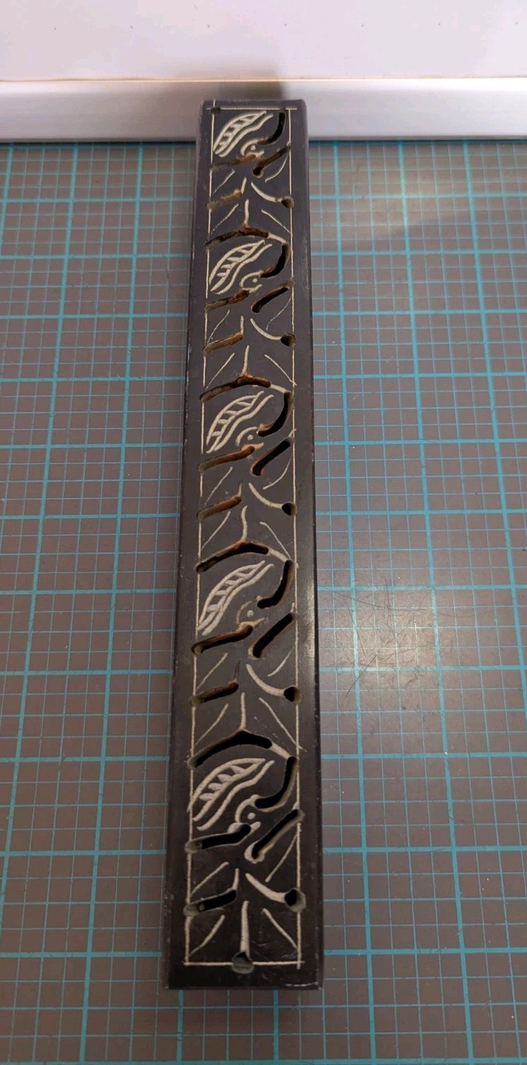 Black Hand Carved Stone Insence Burner Box Coffin Burner Insence Holder 10"