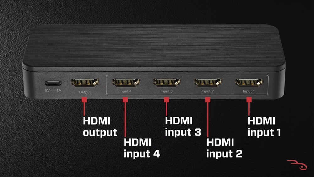 Rocketfish- 4-Input 8K Ultra High Speed HDMI 2.1 Switch - Black