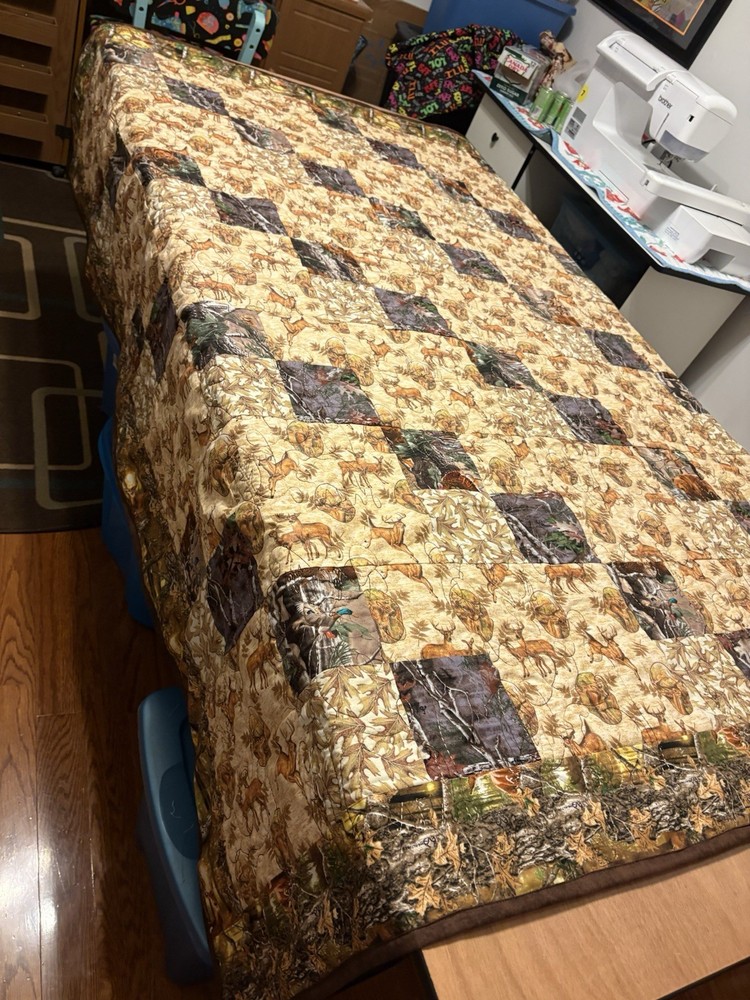 DEER FOREST QUILTED THROW QUILT 61” By 68”