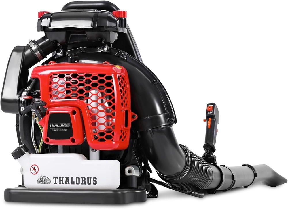 Fast Lawn Cleanup with 63CC Backpack Leaf Blower: 205 MPH, Variable Control, Red