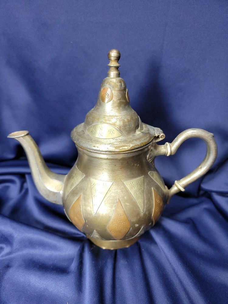 Old vintage silver/brass teapot middle east