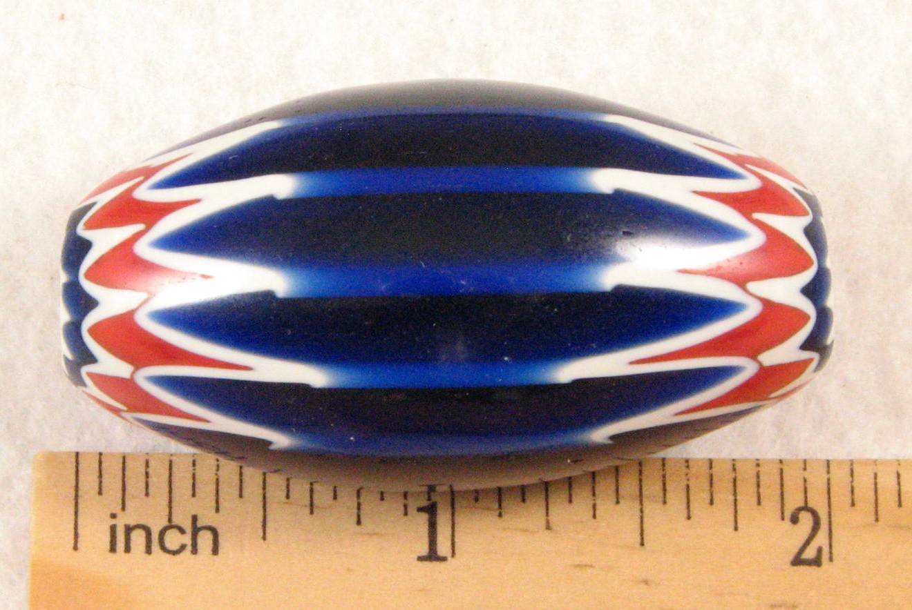 Huge Six Layer Blue Chevron Bead 27 by 49 mm