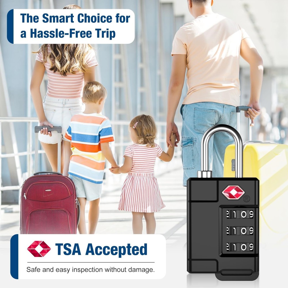 TSA Approved Cable Luggage Locks Plastic 4PCS