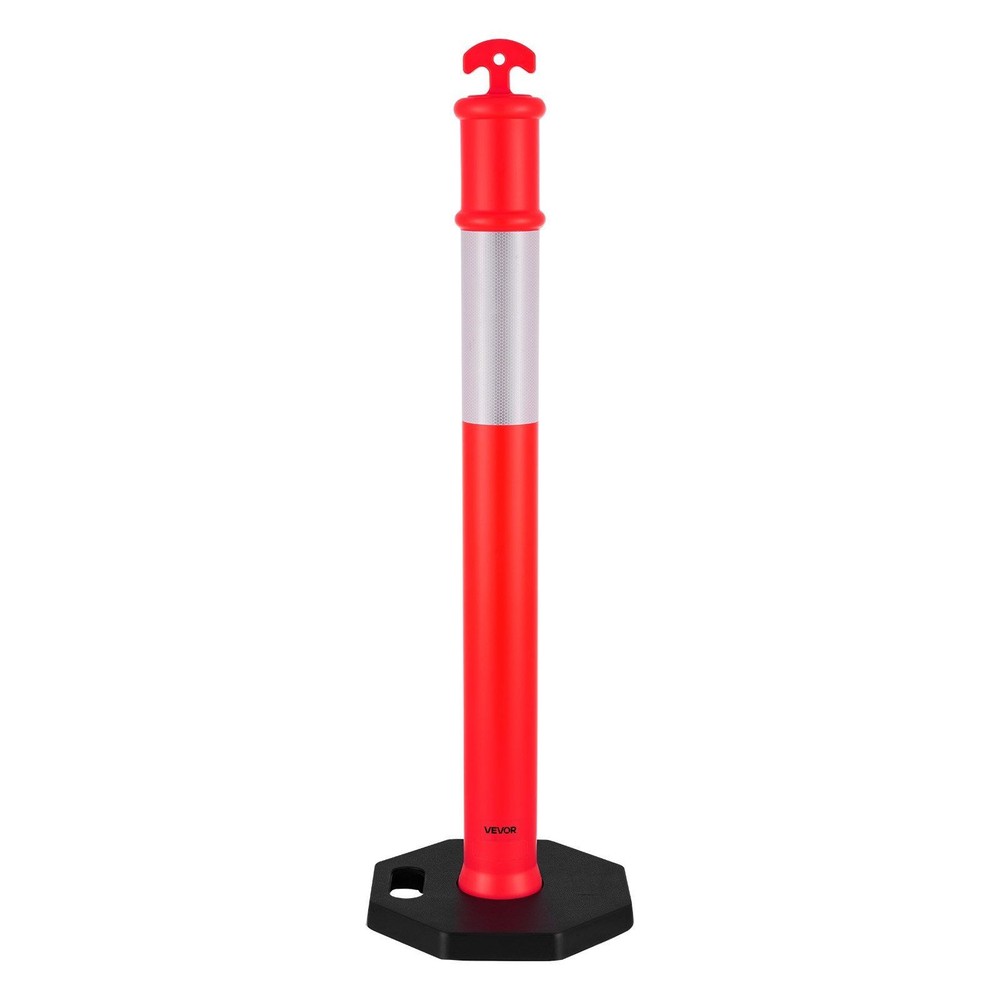 48" 6-Pack Delineator Posts with Weighted Base & Reflective Strips - Red