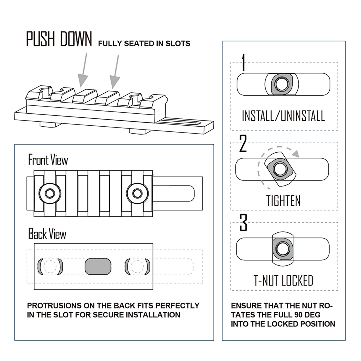 M-LOK Polymer Picatinny Weaver Rail Section Set 5 7 9 11 13 Slot 5PCS 5 Rail Set