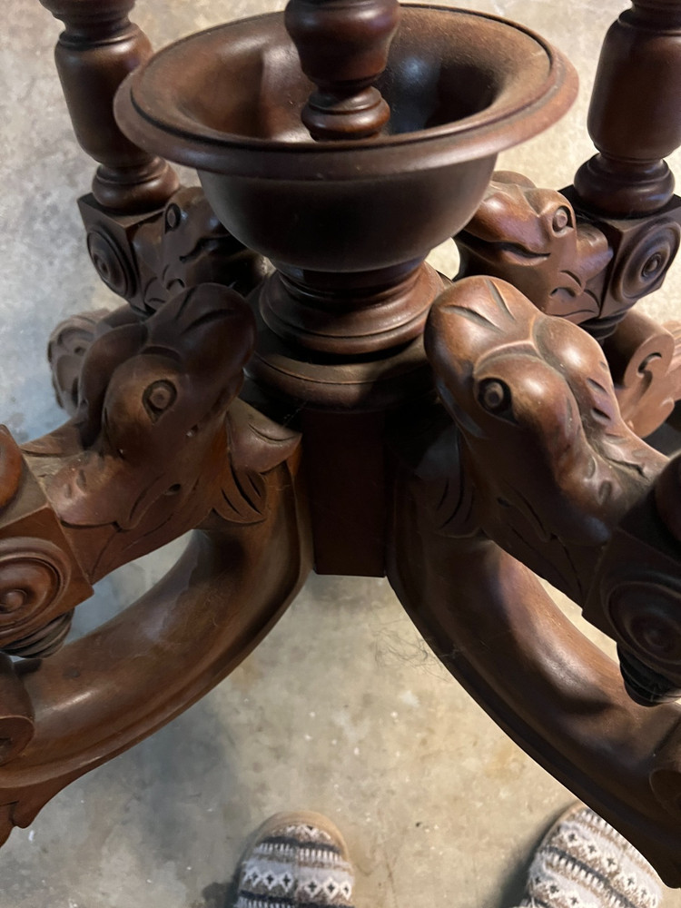 Antique Victorian Parlor Table with carved base (no top)