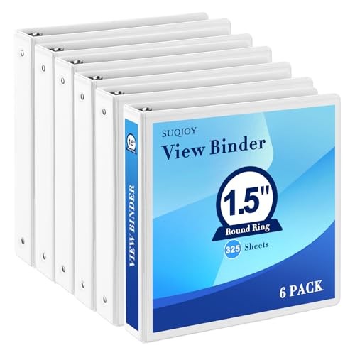 1.5-Inch 3-Ring Binder with Pockets, 1-1/2’’ Clear View Binders 1.5 Inch White
