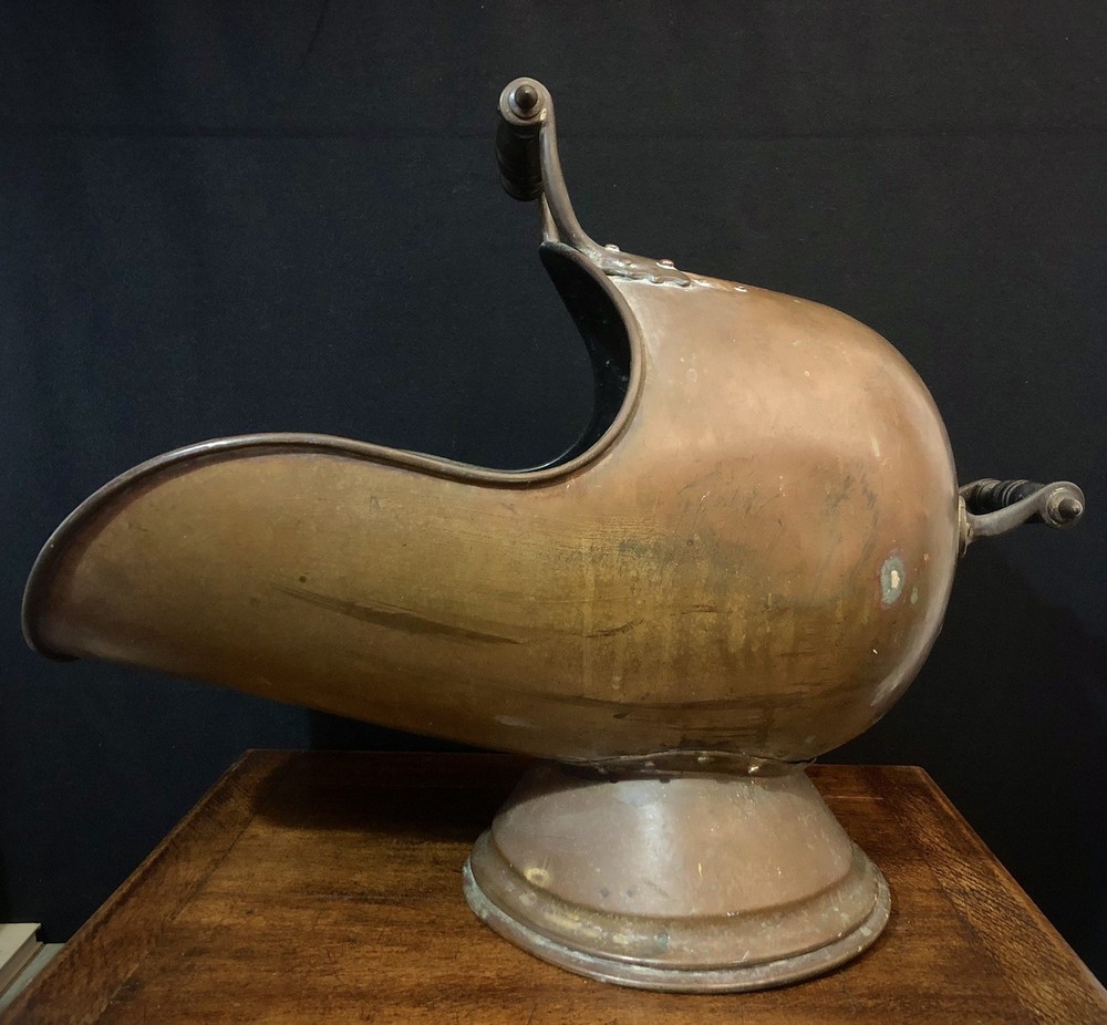 Large Victorian Brass Helmet Coal Scuttle