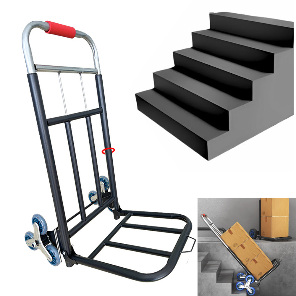 330 lbs Stair Climbing Cart Heavy Duty Folding Hand Truck Dolly 6 Wheels + Rope