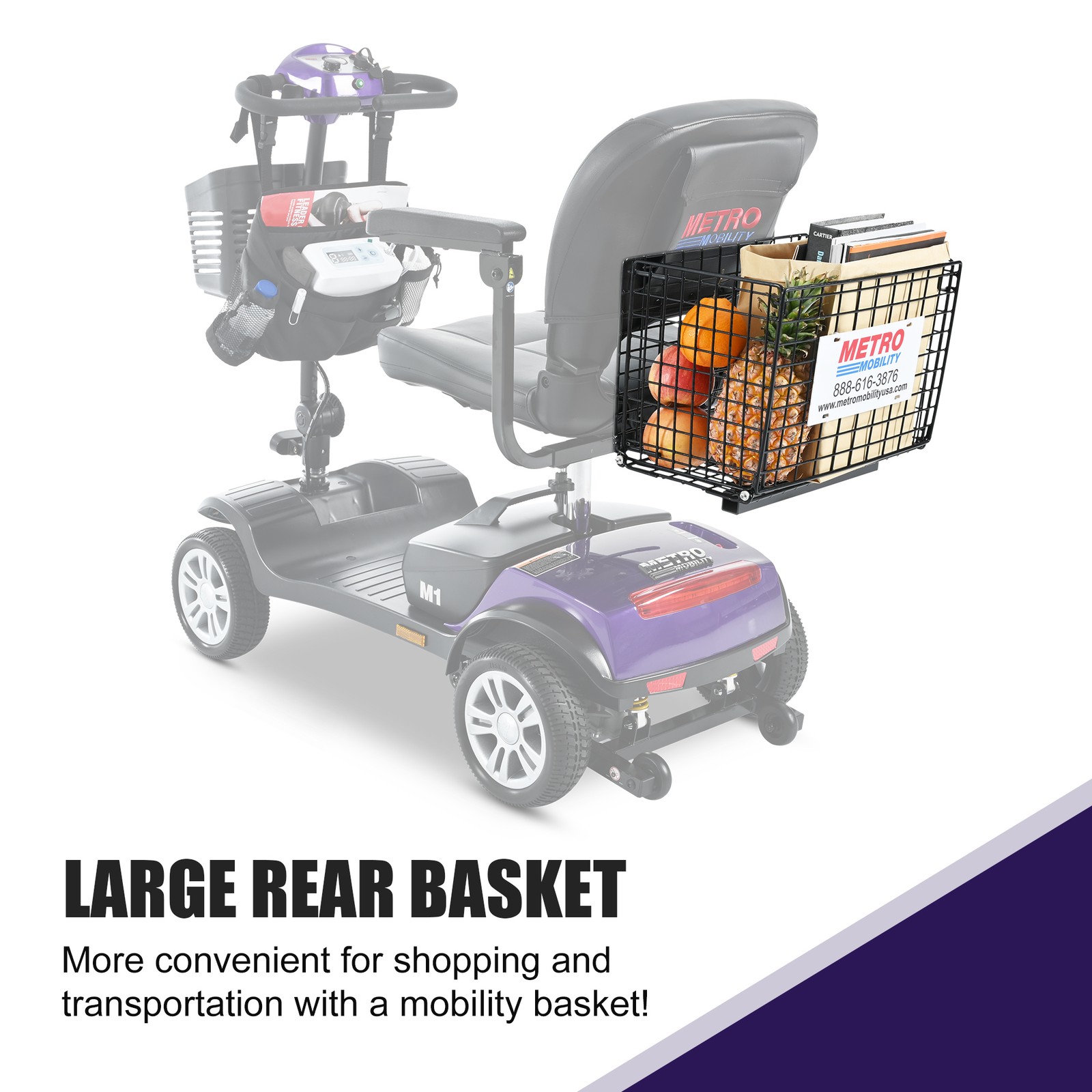 METRO 4 Wheel Travel Mobility Scooter with 300W Motor for Adult-300lbs, Purple