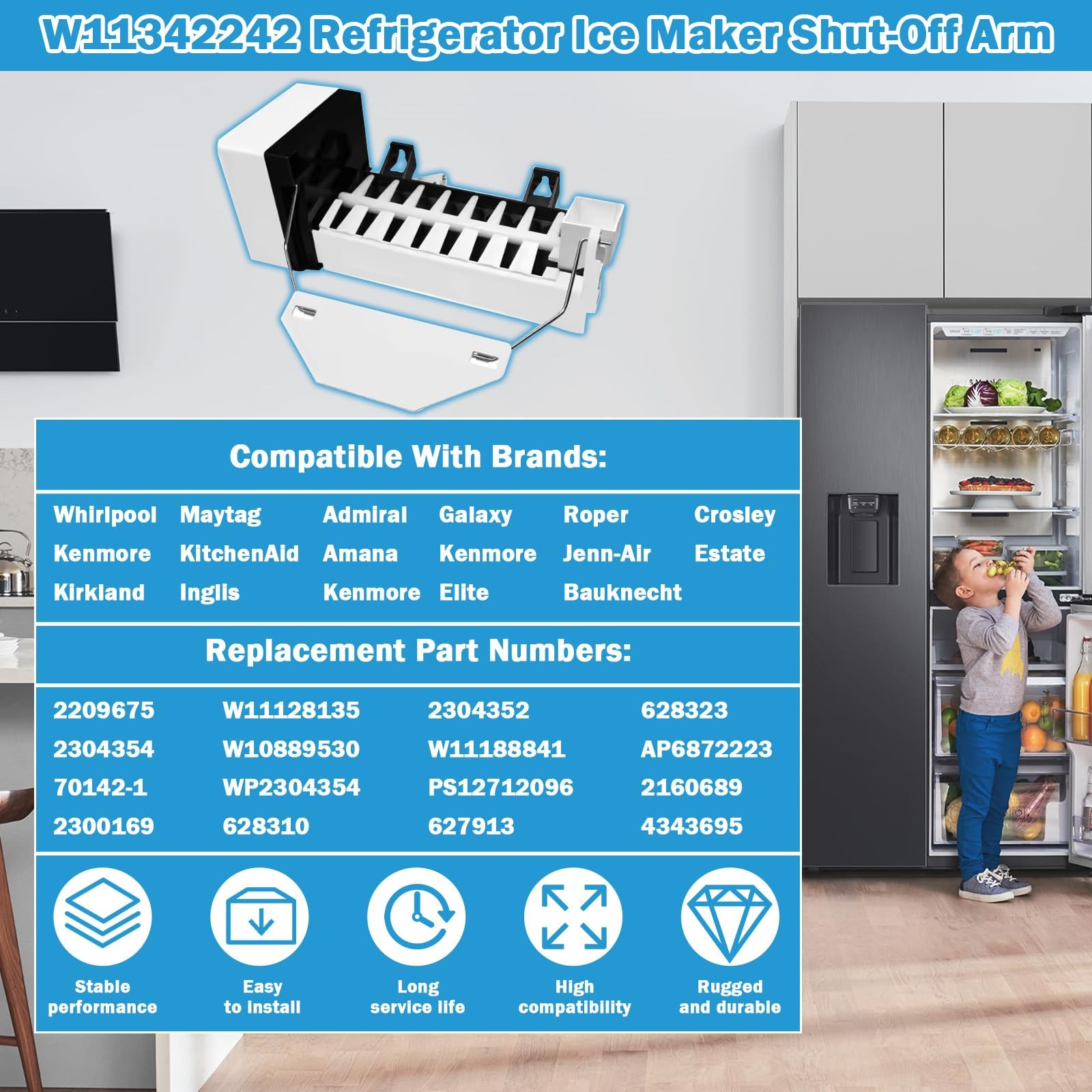 W11342242 Refrigerator Ice Maker Shut-Off Arm Fit for Whirlpool Kenmore...