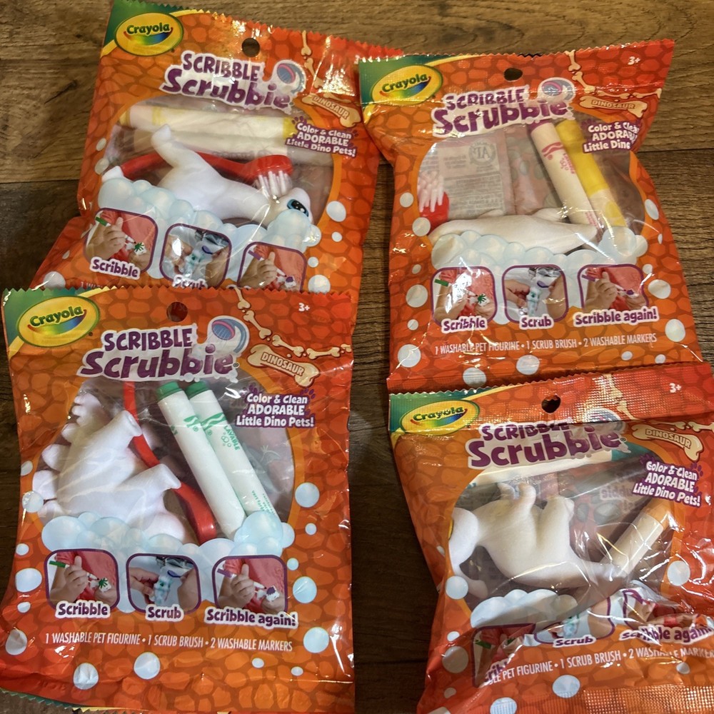 4 Pack Scribble Scrubbie Dinosaurs