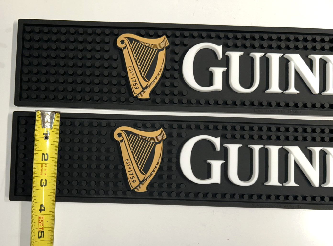 Guinness Rubber Bar Mats Set of 2 New Bar Rails Stout Man Cave
