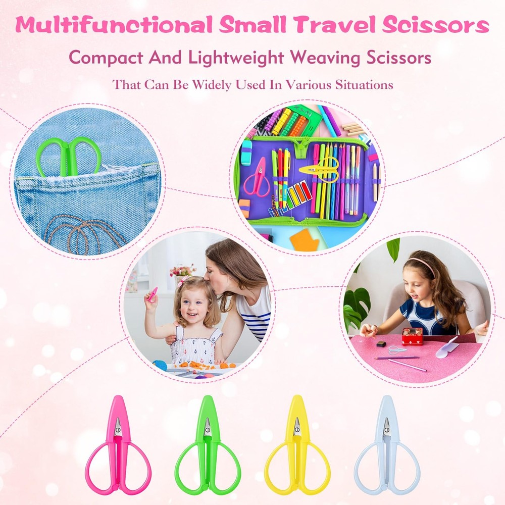 Mini Scissors Set - 4 Pack Sharp All-Purpose Travel Craft Scissors with Covers