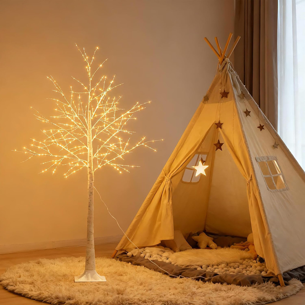 5FT White Firefly Tree with Lights - Lighted Firefly Tree with 350 Warm White Le