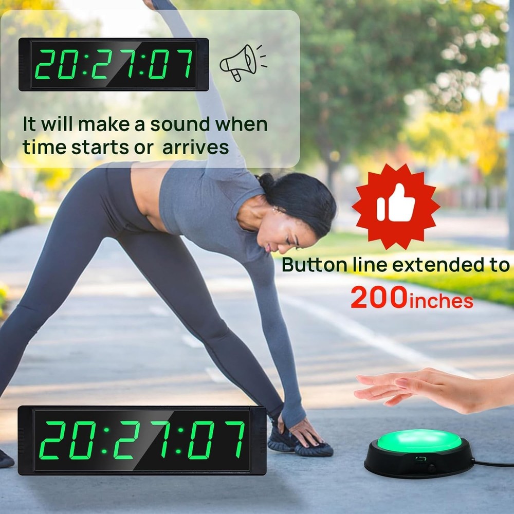Gym Clock for Home Gym with Start/Stop Button, Interval Timer for Workout, Stopw