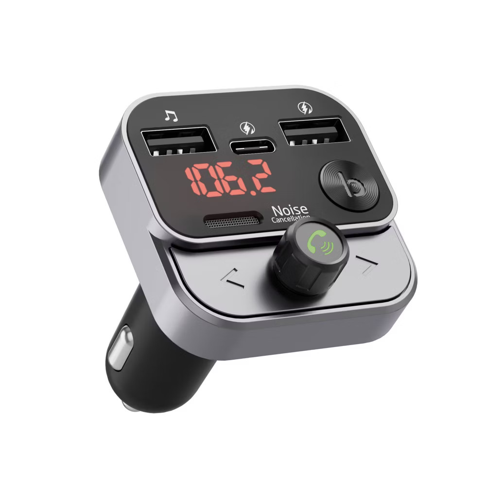 Bluetooth FM Transmitter with USB-C and USB-A Charging Port - Black