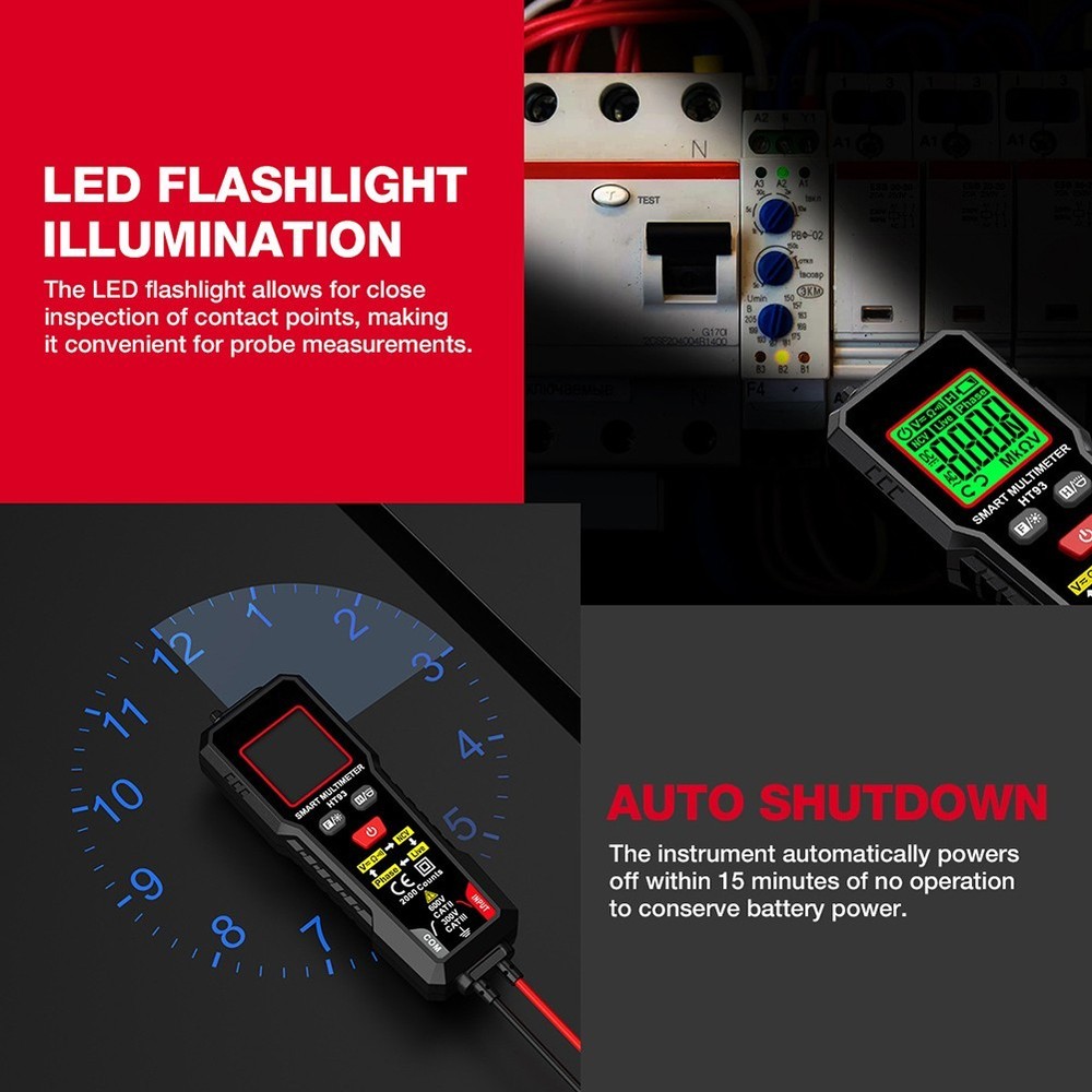 HT93 Multi-function Digital Multimeter Handheld NCV Detection Smart Multimeter