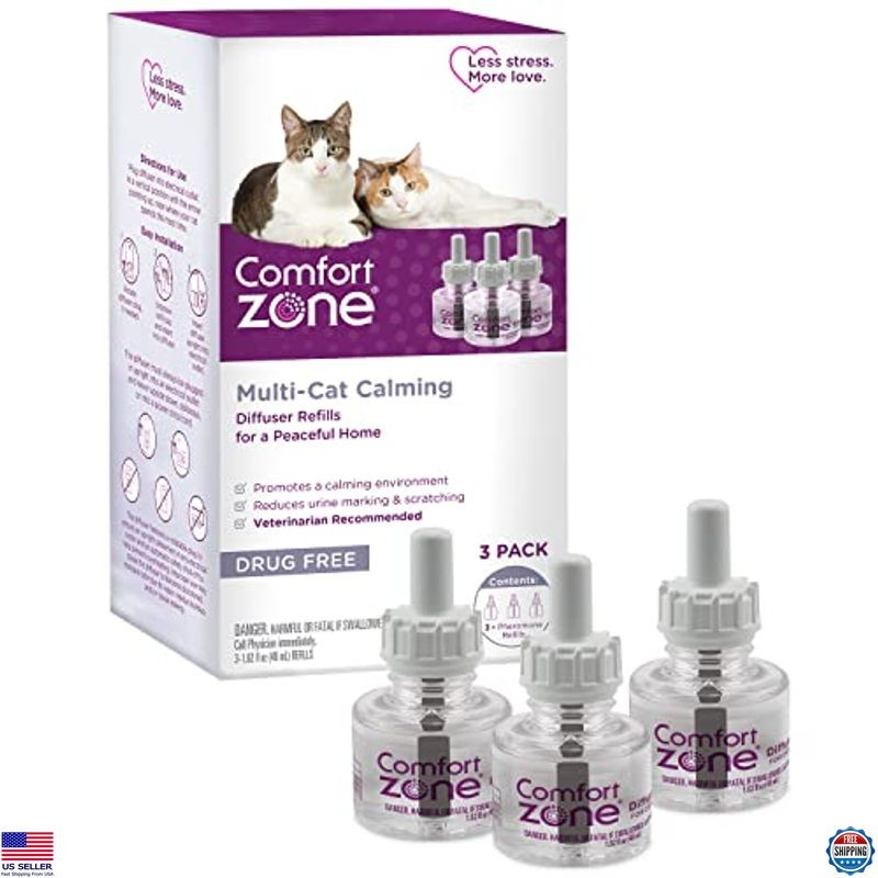 3 Pack Cat Calming Diffuser Refills with Pheromones for Anxiety Relief