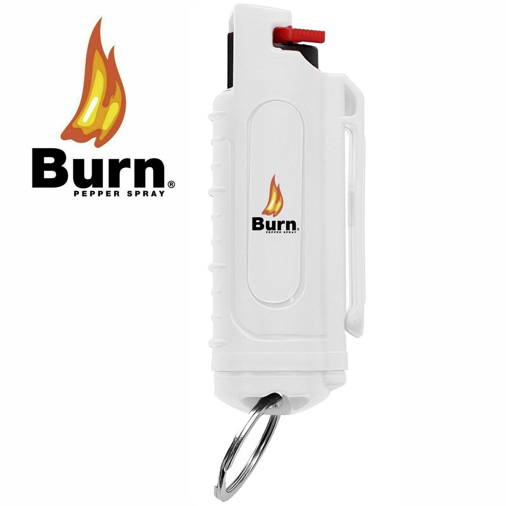 2 Pack BURN Pepper Spray 1/2oz White Molded with Quick Release Keychains OC