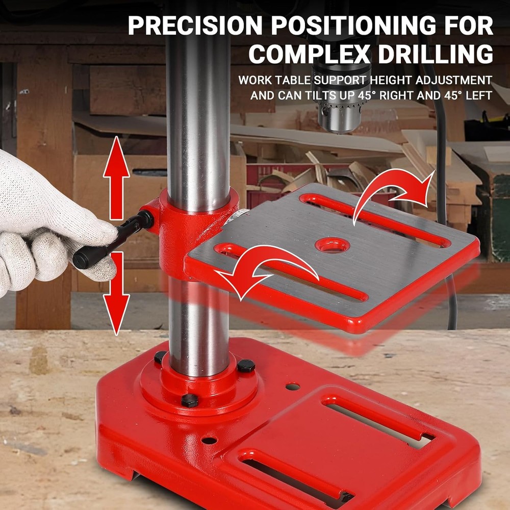 Benchtop Drill Press 8 in.Variable 5 Speed with Work Light 620-3100RPM Worktable