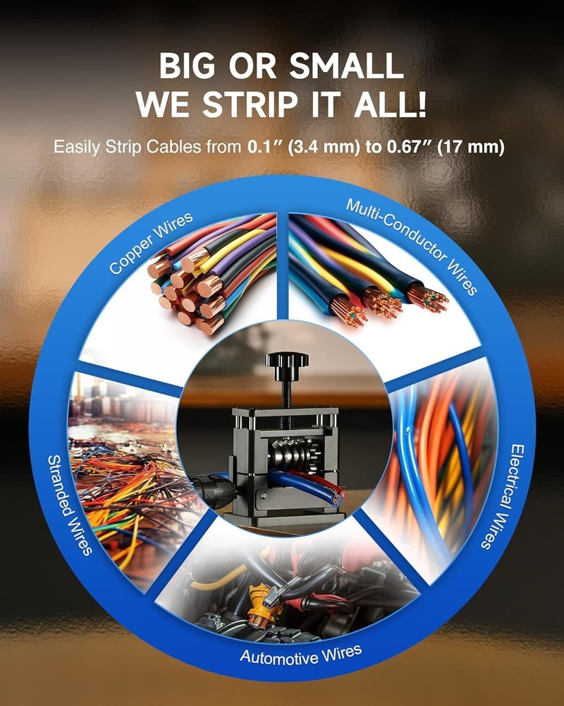 Manual Wire Stripping Machine, Drill Powered Wire Stripper Machine with 6 Cha...