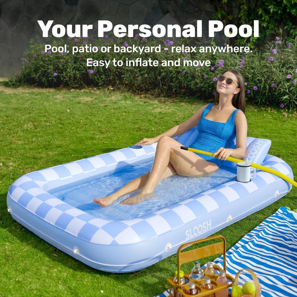 Durable Inflatable Tanning Bed Float, 70" x 46" - Perfect for Private Sunbathing
