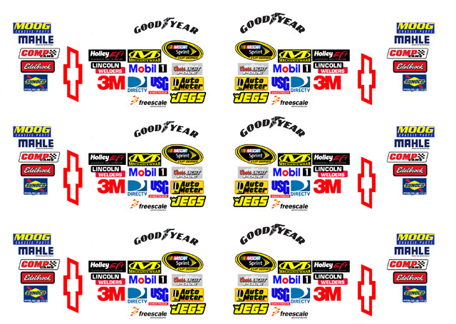 Nascar Sprint Cup Minor Front Fender Sponsors 1/64th HO Scale Slot Car Decals