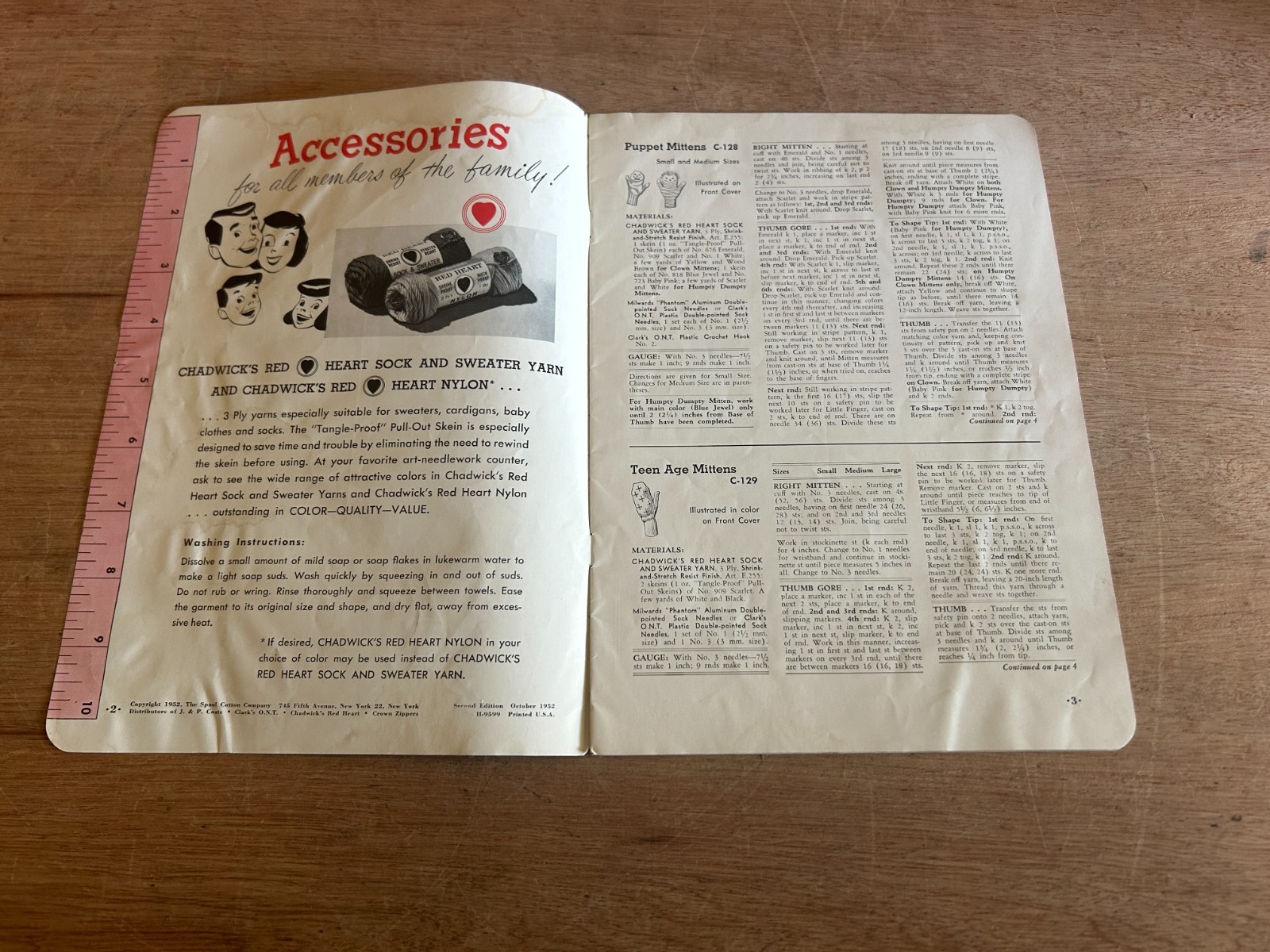 Chadwick's Red Heart Yarns Catalog Accessories Booklet 1952 No. 290 Vintage