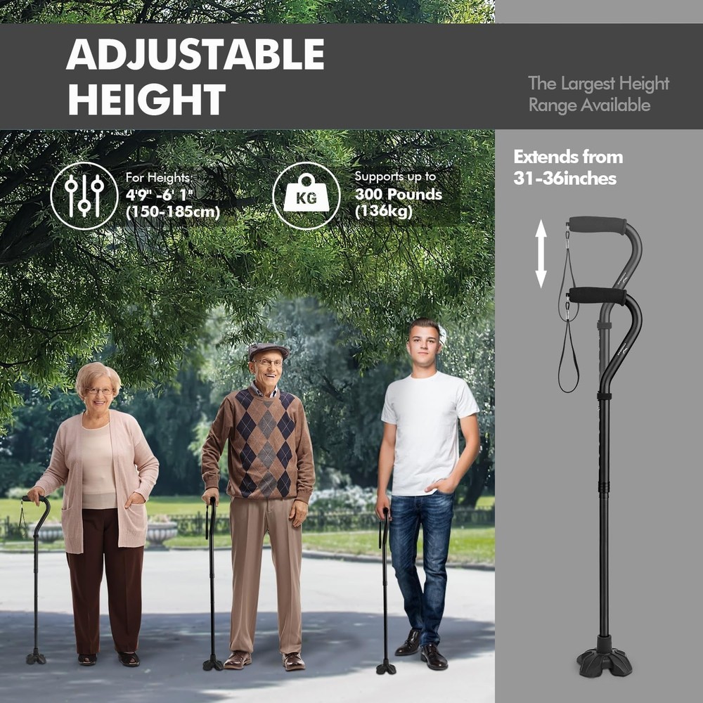 F1 Lightweight Folding Walking Stick - Adjustable Cane for Enhanced Mobility