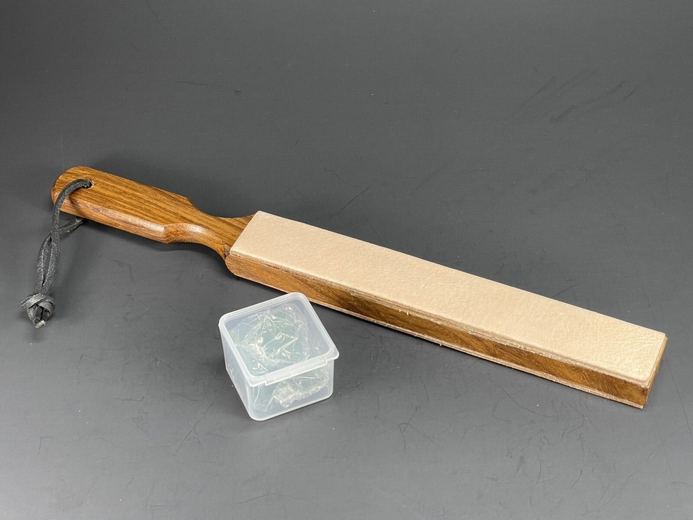 Leather Paddle Strop Honing Sharpener Knife Chisel Stropping Polishing Compound