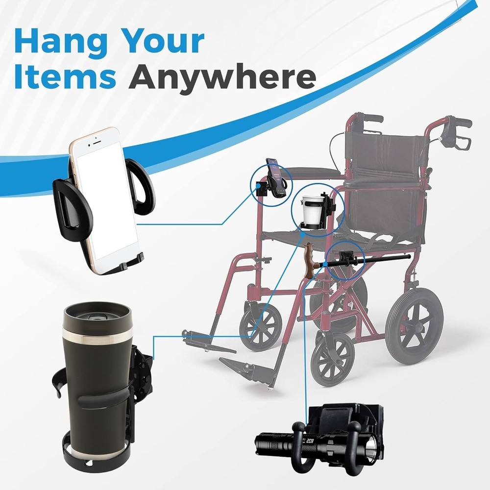 Versatile Mobility Accessory Pack - Phone, Hook, & Cup Holder for Freedom