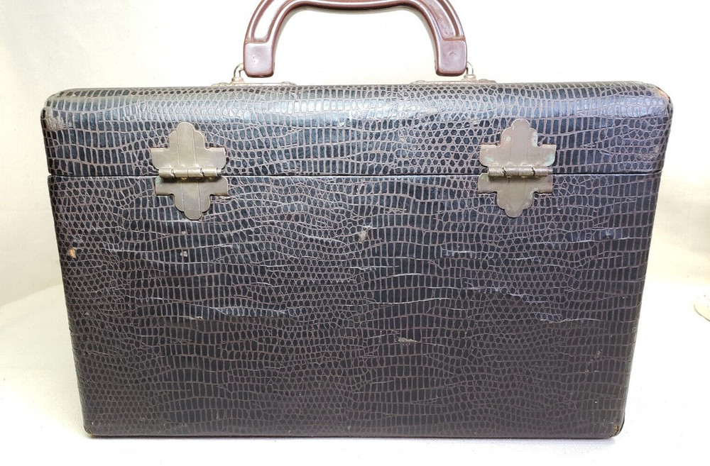 Crocodile Embossed Paper-covered Train Case - 1940's