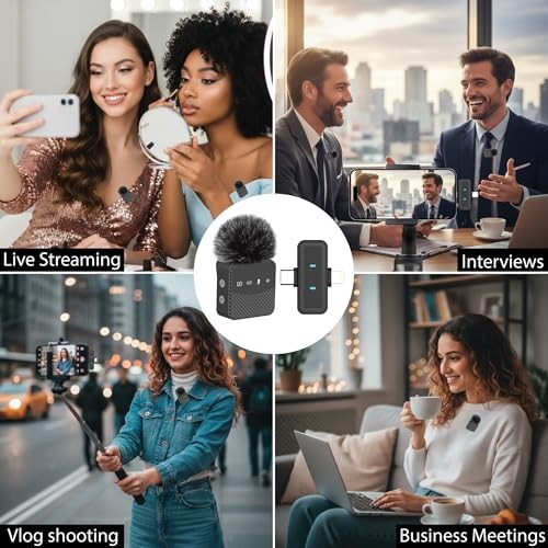 Wireless Lavalier Microphone for iPhone & Android, Auto-Pairing Noise