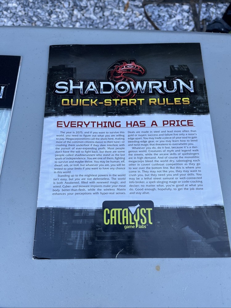 Shadowrun Characters Sheet, Quick Start Rules & Misc