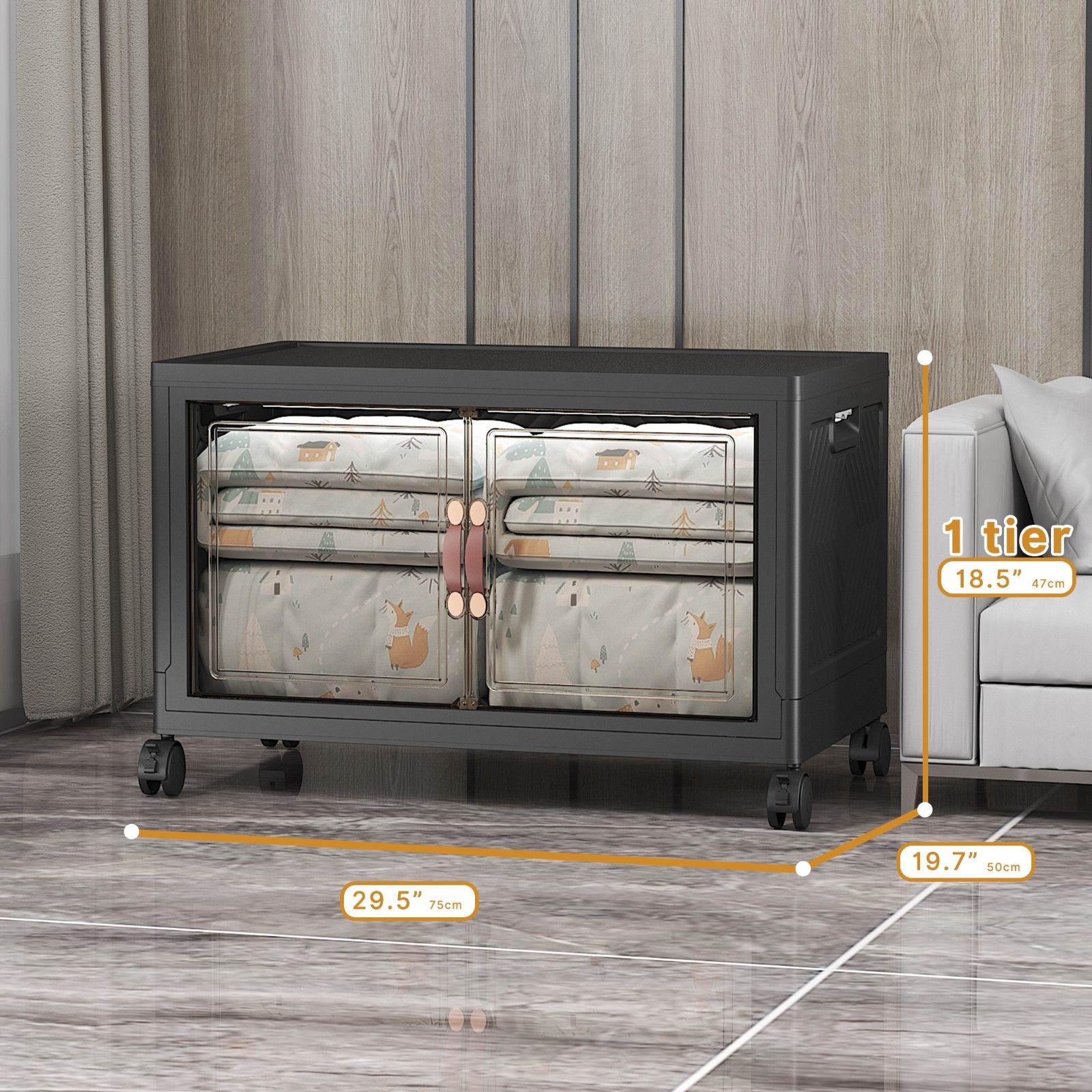 UAMFURI Extra Large Stackable Storage Bins with Lids & Wheels & Door Containers