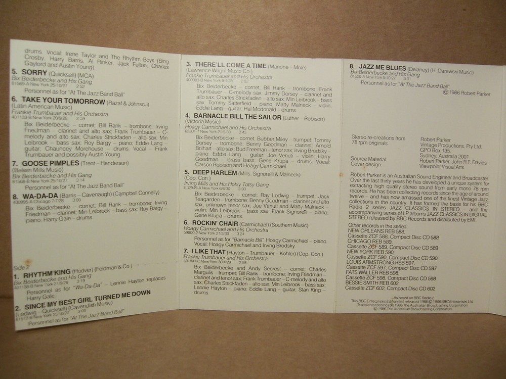 BIX BEIDERBECKE - Jazz Classics * Cassette Tape *