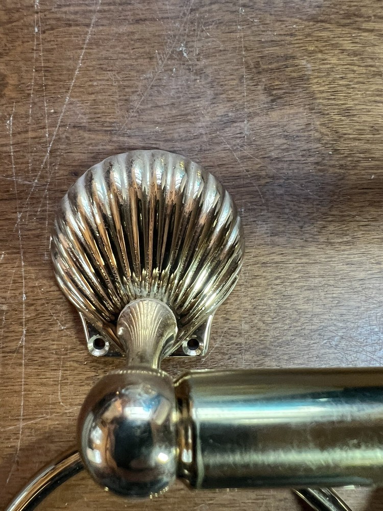 Vintage Shenter Solid Brass Towel Loops TP Bracket Shower Curtain Hooks Seashell