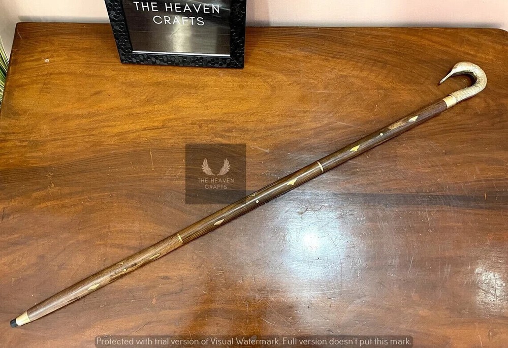 Antique Solid Brass Head Handle Designer Wooden Walking Working Stick Gift