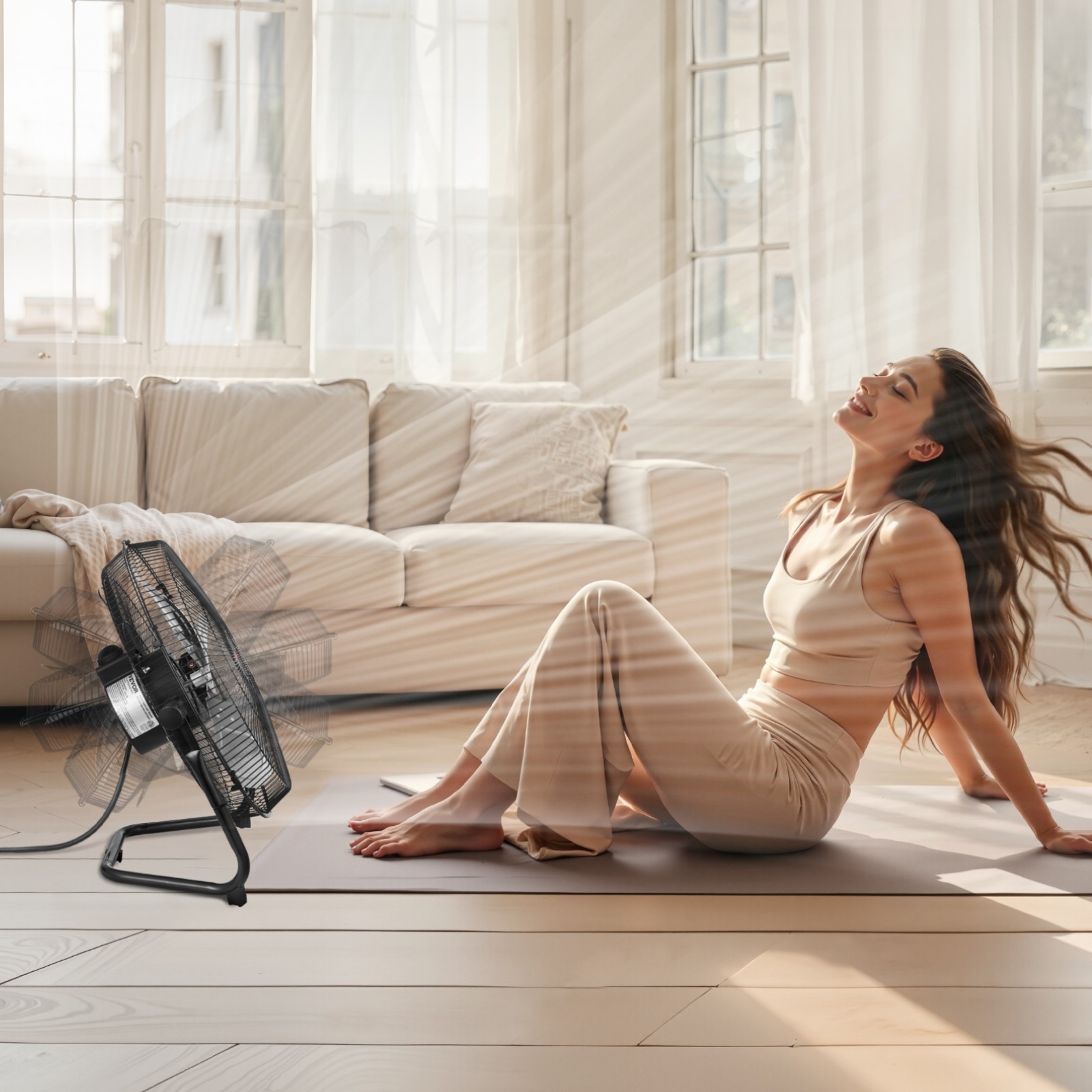 VEVOR 14" Floor Fan 3 Speeds 360° Adjustable Tilt High-Velocity Industrial Fan