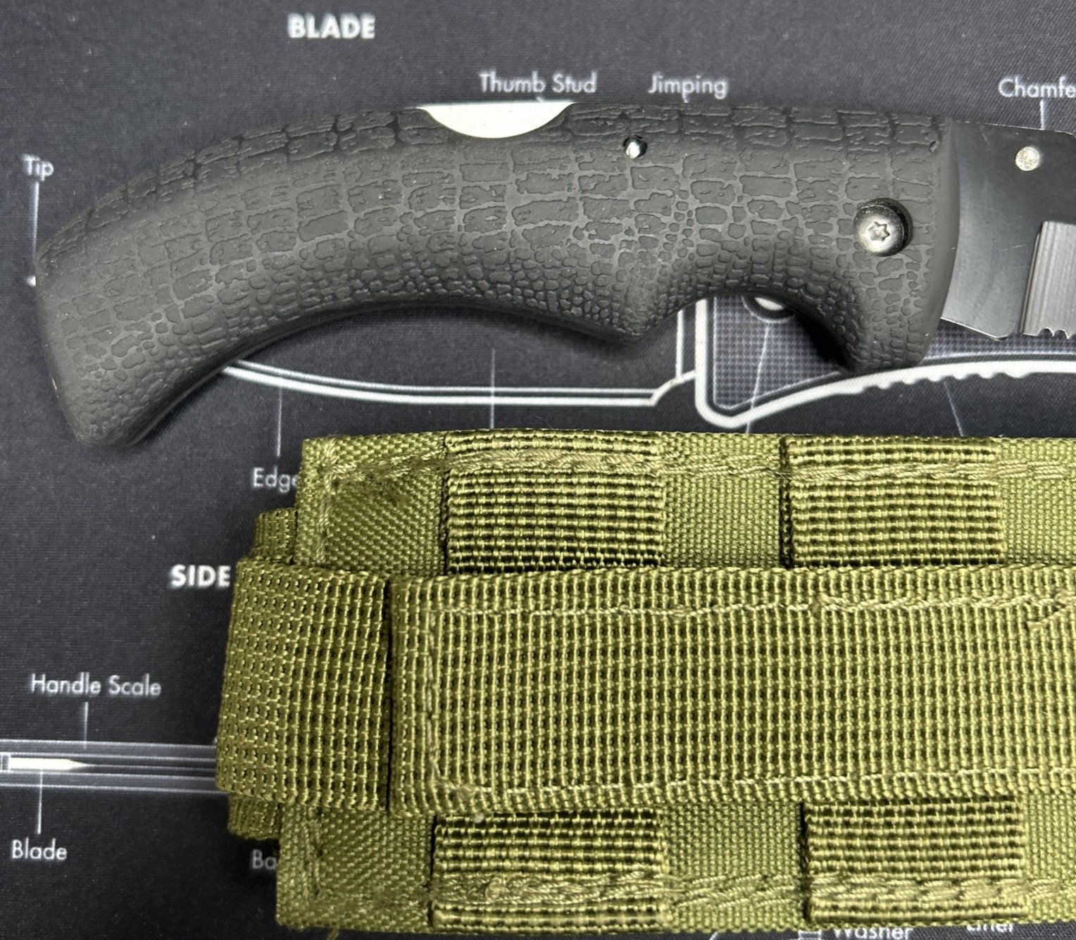 Scipio Tactical Folding Knife Black Rubber Handle Tanto Combo Edge Blade VGUC