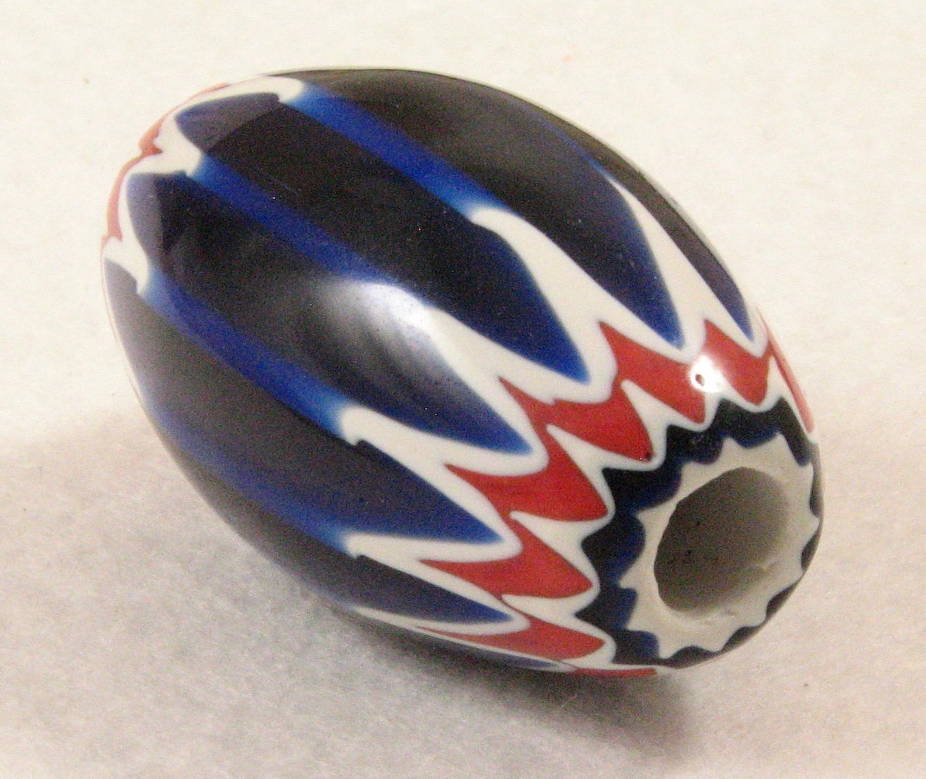Huge Six Layer Blue Chevron Bead 27 by 49 mm