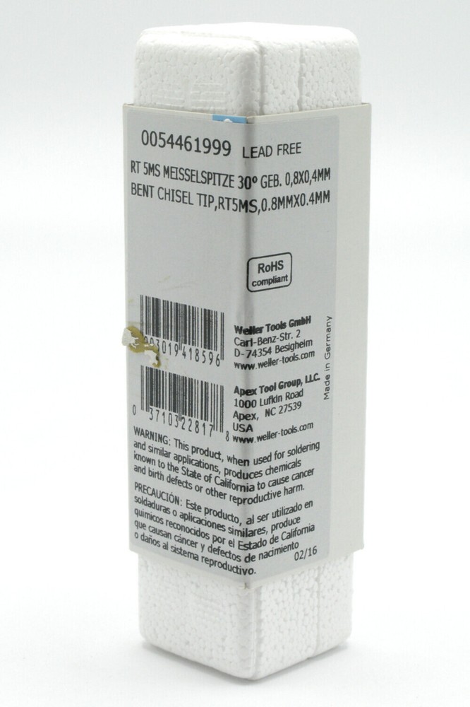 Weller RT5MS, 30-Degree Bent Chisel Soldering Tip