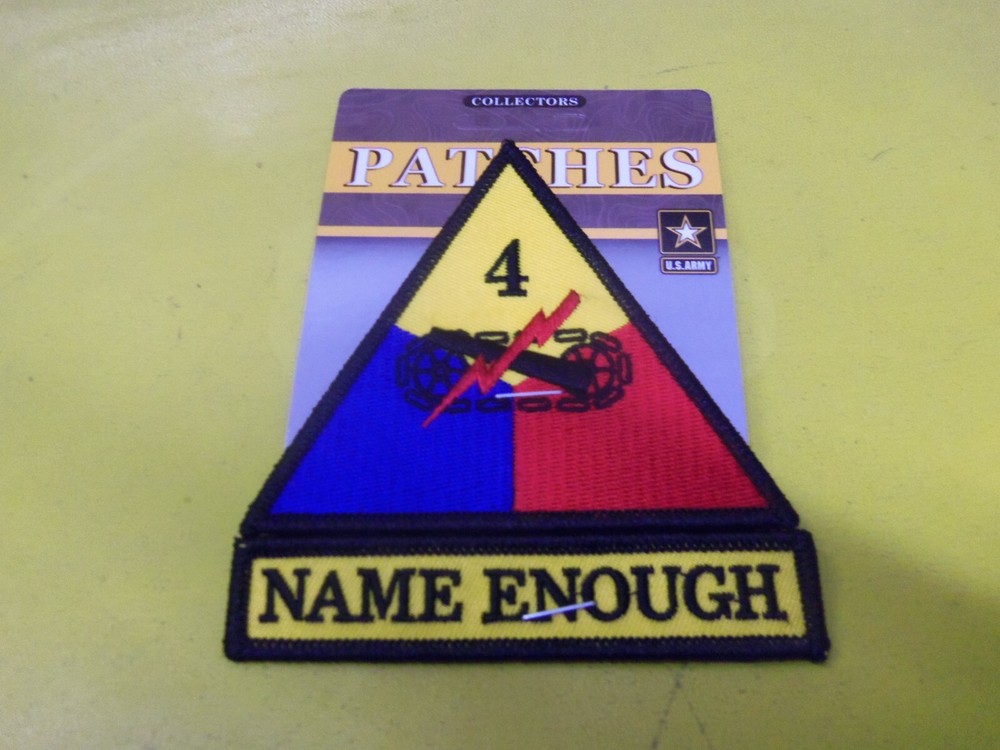 US Army - 4th Armored Division – Name Enough Embroidered 2 Patch Set