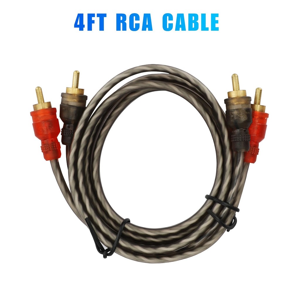 2PCS RCA Cables 2 Channel Twisted 4Ft Shielded Audio Interconnect Amp Wire
