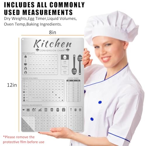 Kitchen Conversion Chart Magnet for Refrigerator,Baking Magnetic Aluminum