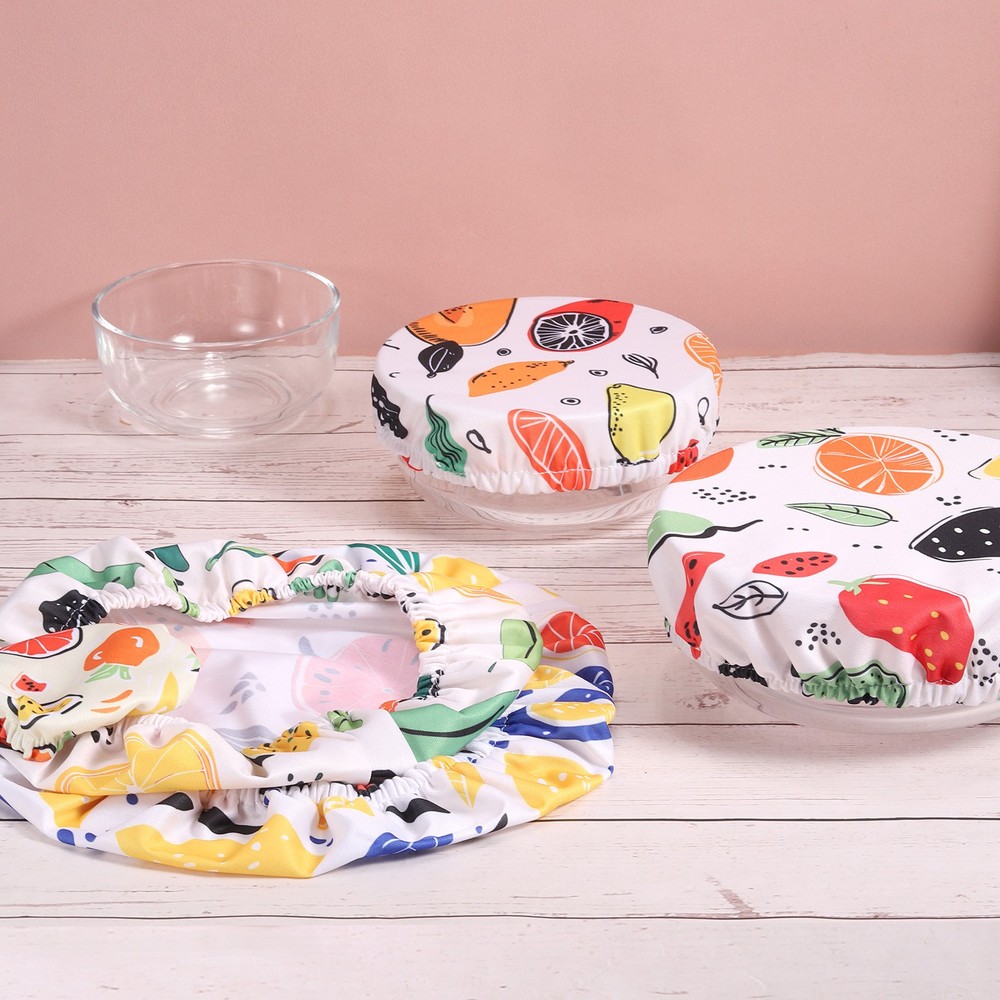 10pcs Washable Bowl Covers for Bread Proofing 5size Yellow/Blue Fruit Type