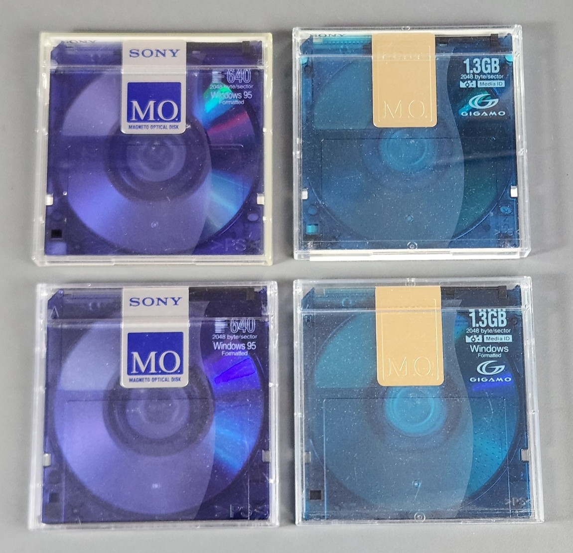 4 Magneto Optical Discs SONY 3.5""  640MB 1.3GB Gigamo