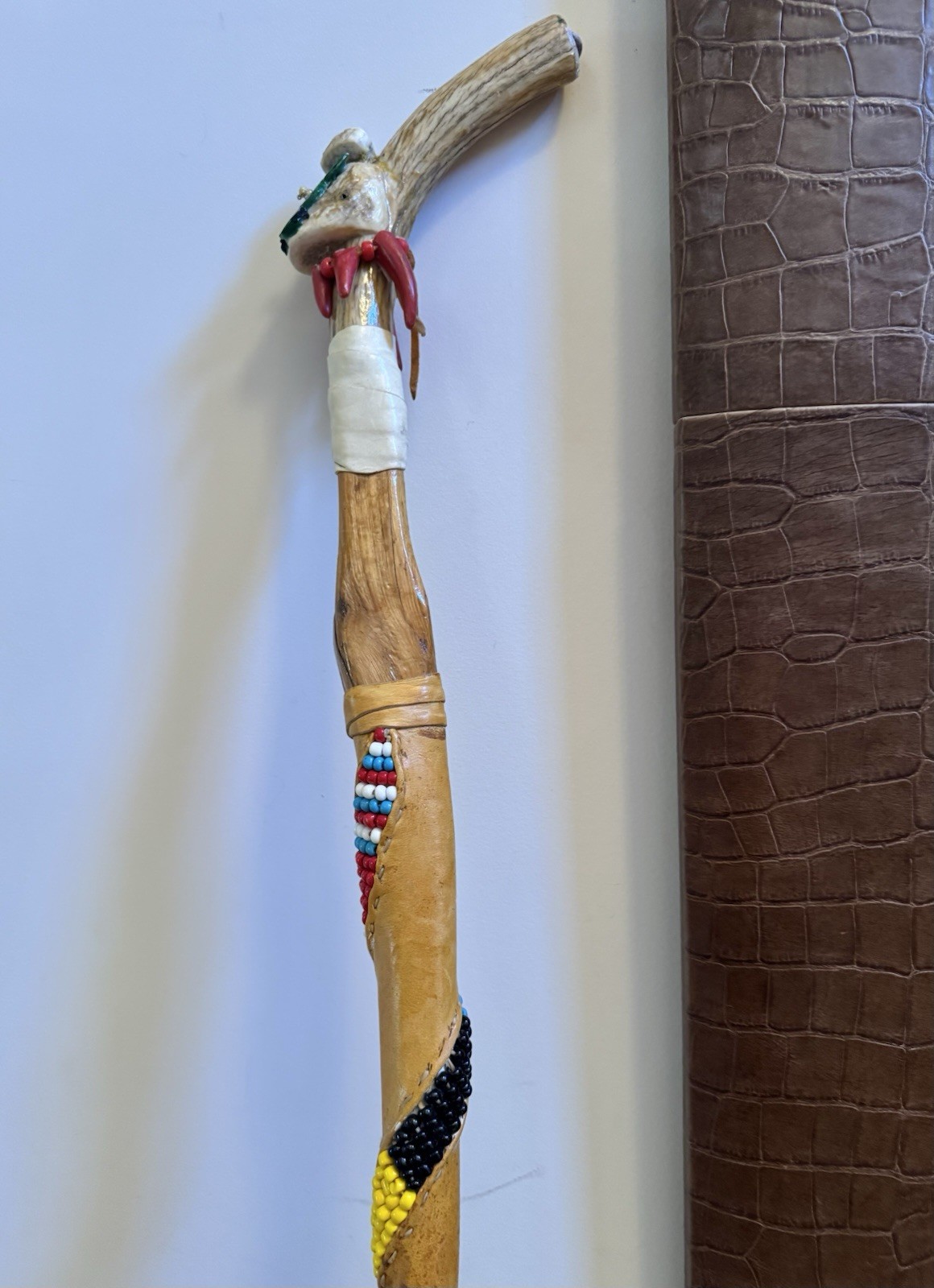 Vintage Handmade Unique Rare Indian Walking Cane Menominee Indian Tribe 41” Long